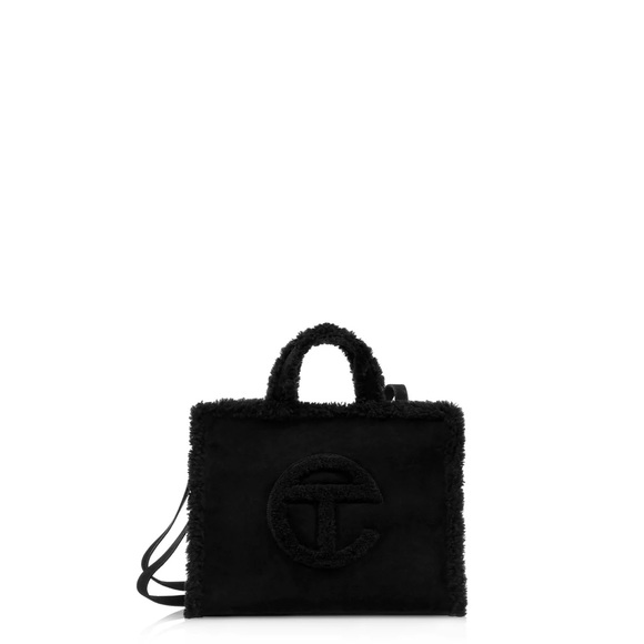 Ugg x Telfar Black Medium Shopping Bag. Suede with shearling trim - Picture 2 of 5
